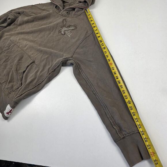 Vintage Y2K American Eagle Hoodie Brown 1977 Distressed Pullover Sweatshirt - Picture 9 of 15